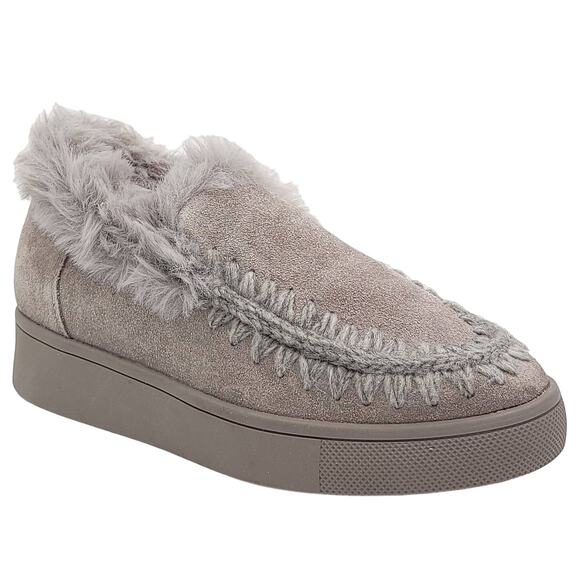 Aqua College Women Faux Fur Wedge Heel Slip On Shoes Albina US 7M Grey Suede - Picture 1 of 6